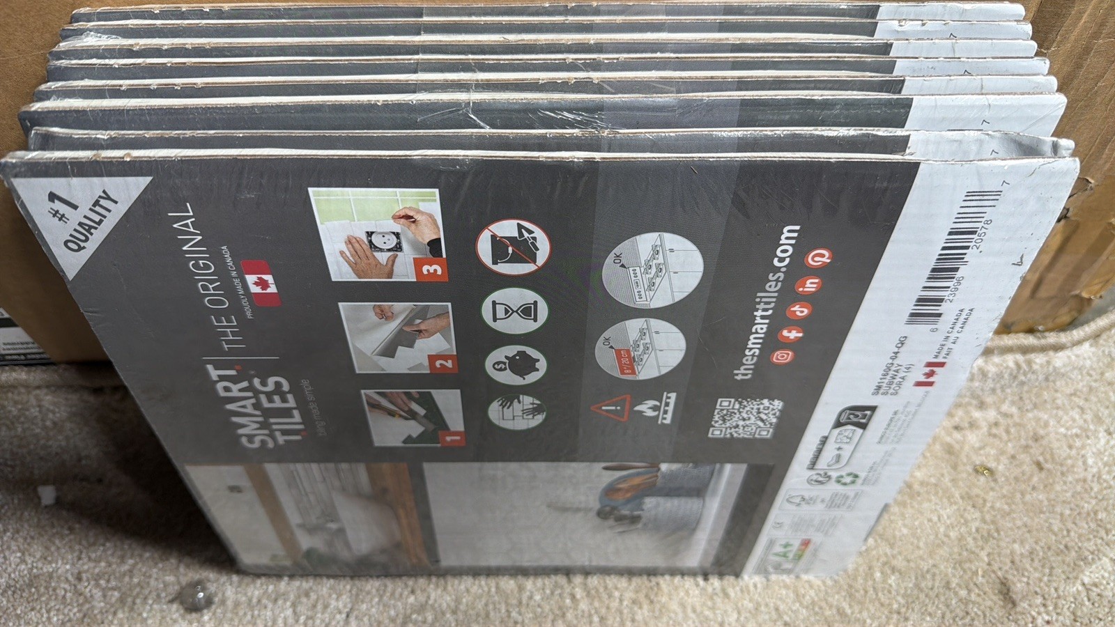 Smart Tiles Subway Sora Beige Peel & Stick Tile – 8 Packs (~6 sq ft)