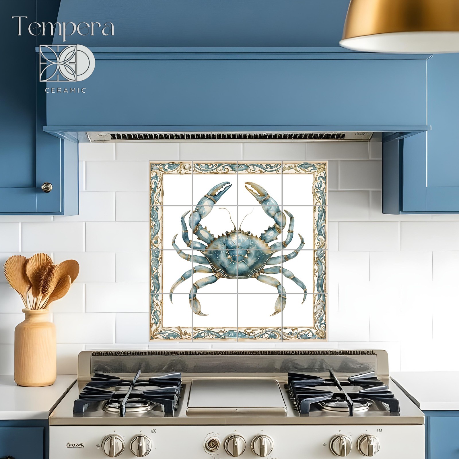 Coastal Crab Tile Mural for Bathroom or Kitchen Backsplash Decor, Crab tiles art