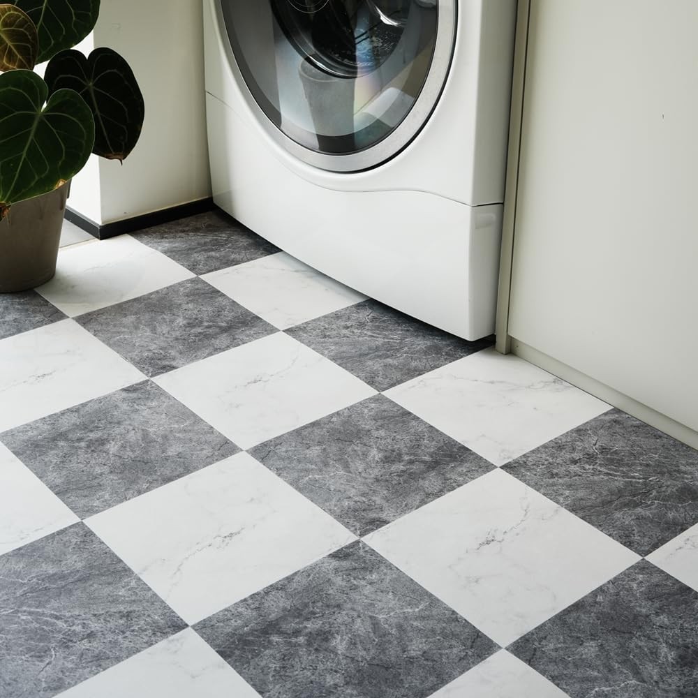 Auxua Checkered Peel And Stick Vinyl Flooring Roll 15.7″x 236″ Matte Finish