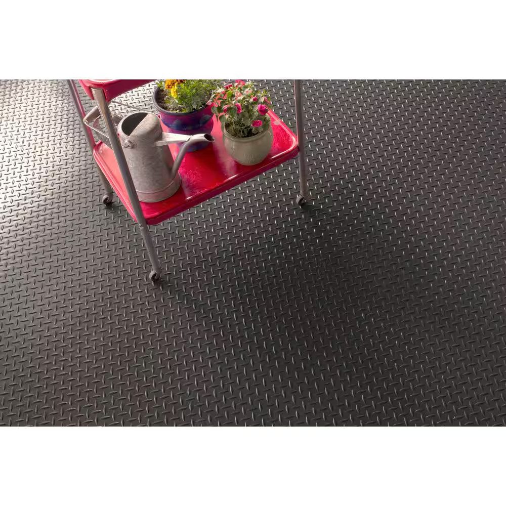 Diamond Tread 5 Ft. X 10 Ft. Slate Grey Commercial Grade Vinyl Garage Flooring C