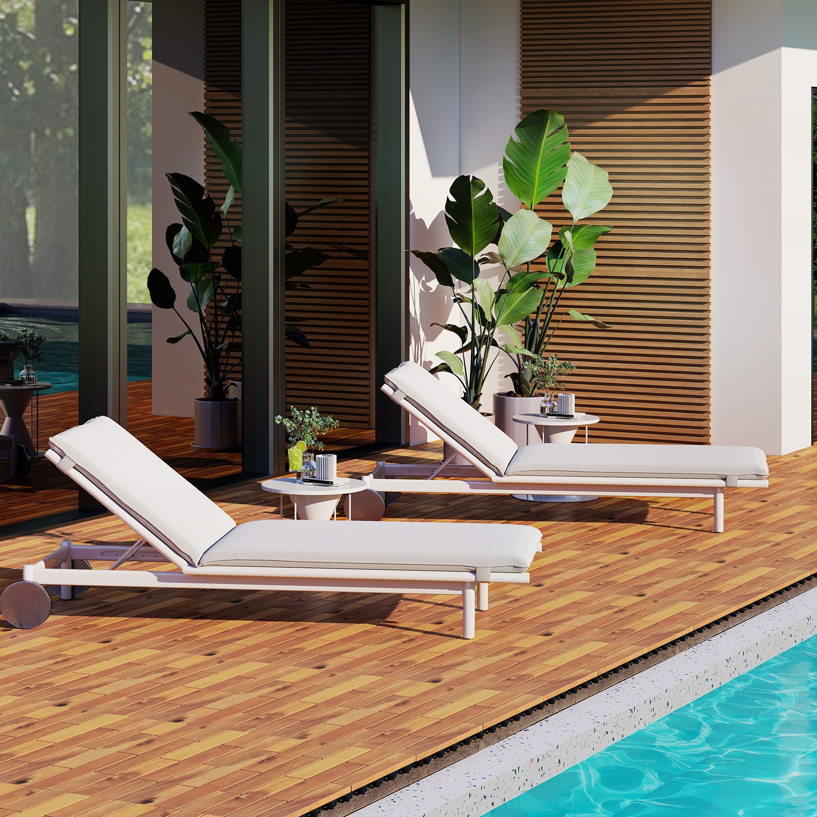 24″ x 12″ Acacia Wood Interlocking Deck Tiles, 12 PCS Waterproof Flooring Tiles
