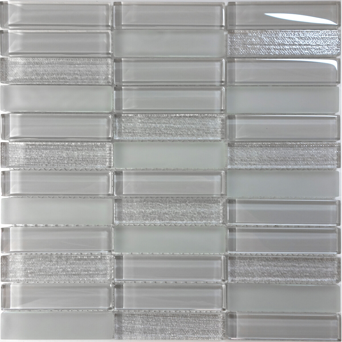 Modern Gray Crystal Glass Blend Texture Matted Glass Mosaic Tile Wall Backsplash