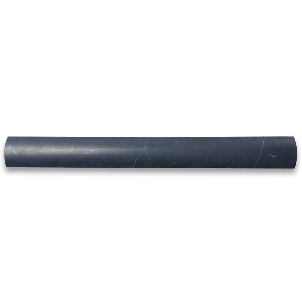 N16H Nero Marquina Black Marble Round Edge Pencil Liner Trim Molding Honed