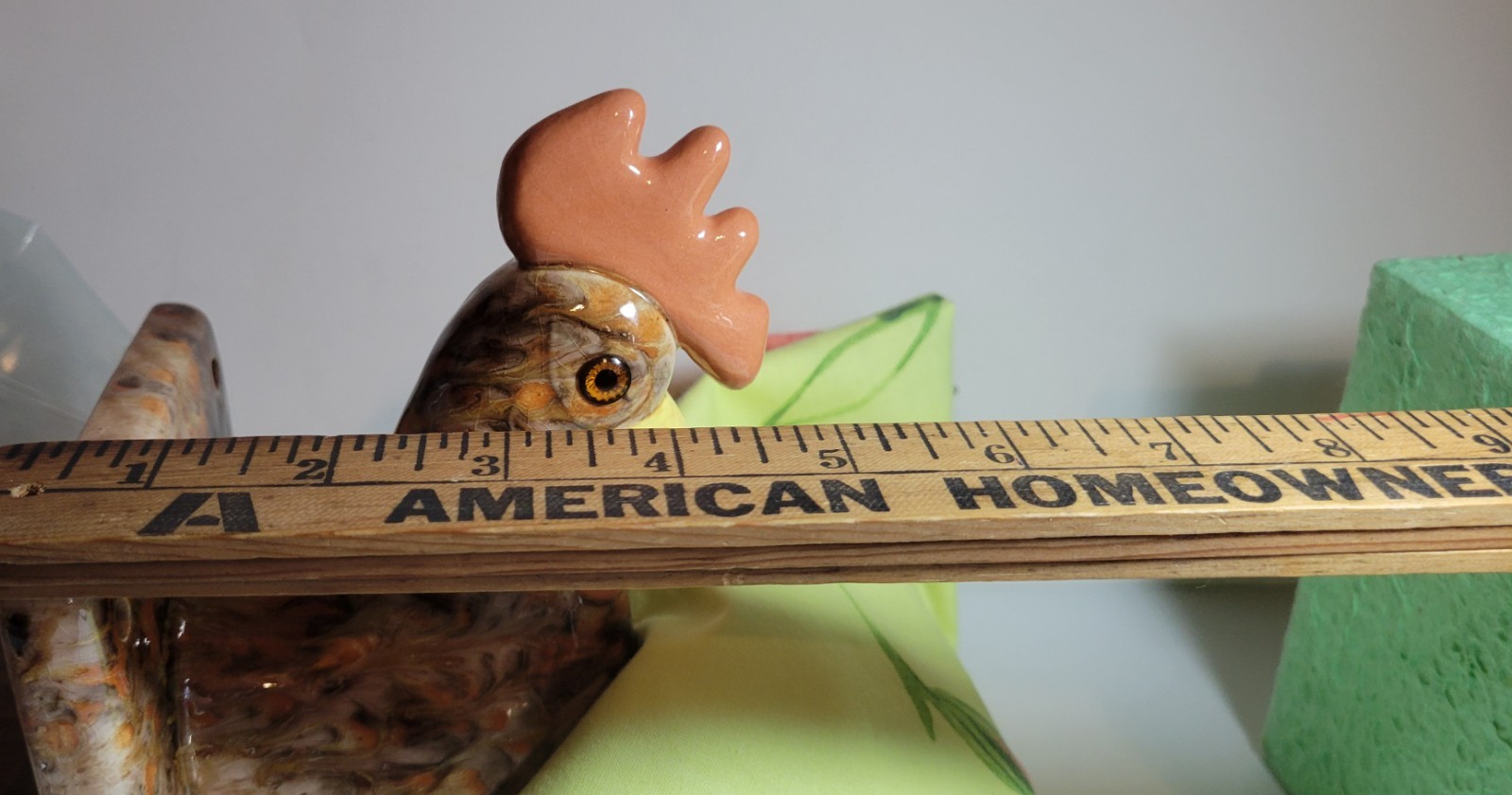 Unque Ceramic Wall Tile 3D Chicken- Rooster Head Glass Eyes Makers Mark dL