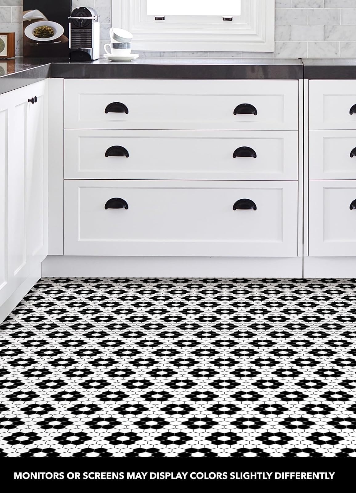 Black Biscotto Peel & Stick Floor Tiles, Easy Installation, Water Resistant