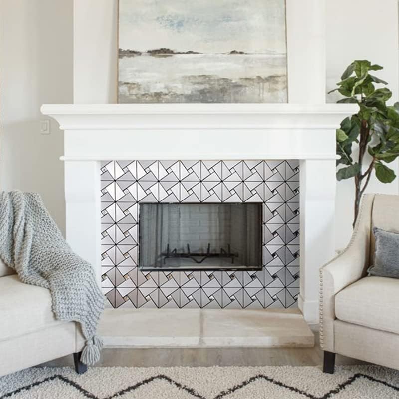 Peel and Stick Backsplash Metal Tile, Mixed Glass Self-Adhesive Mosaic Tiles