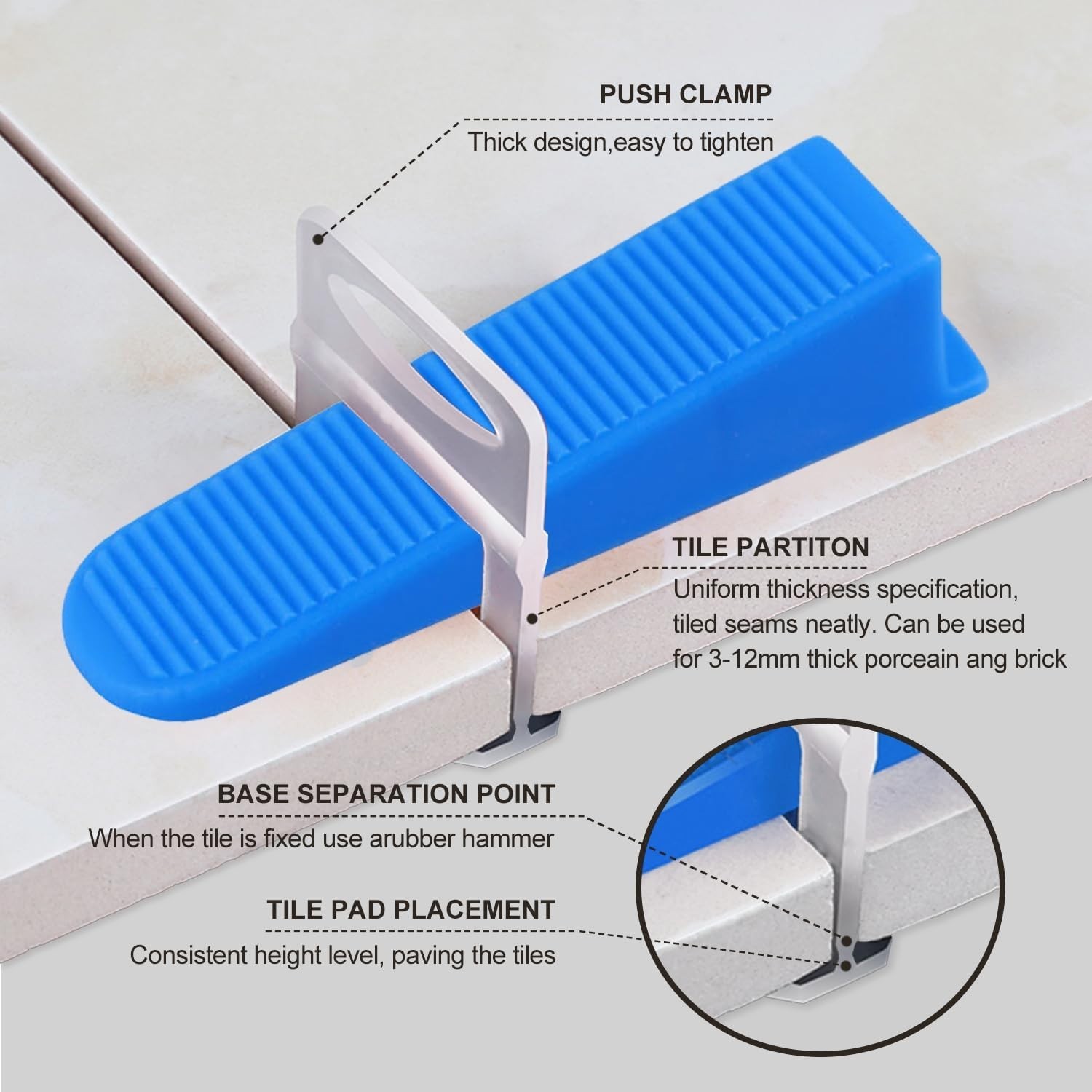Sistema de nivelacion de azulejos 1/16 pulg 2000 clips para ceramica piedra DIY