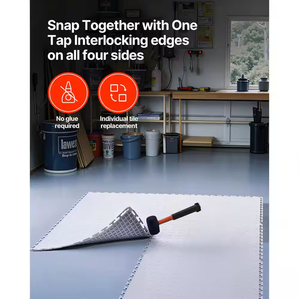 Garage Floor Tiles Interlocking, 8 Pack 20.2 X 20.2 X 0.2 In. Interlocking Modul