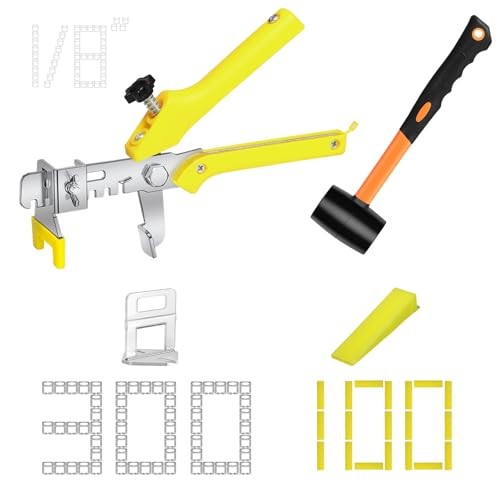 Tile Leveling System with Tile Pliers 1/8 Inch (300 Spacers and 100 Wedges)
