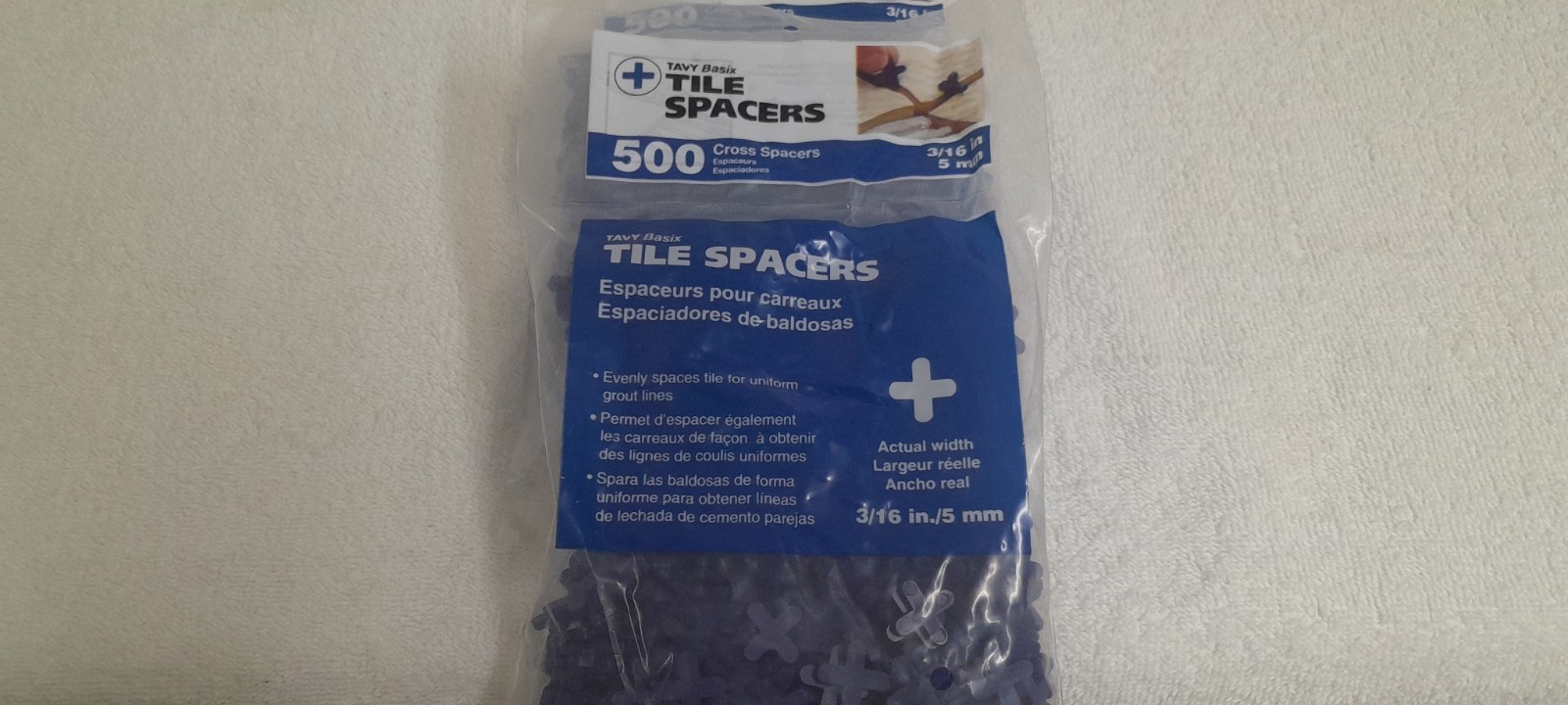 2 PACK of 500 Cross Plastic Tile Spacer TAVY Basix 3/16″ 5mm 1,000 TOTAL