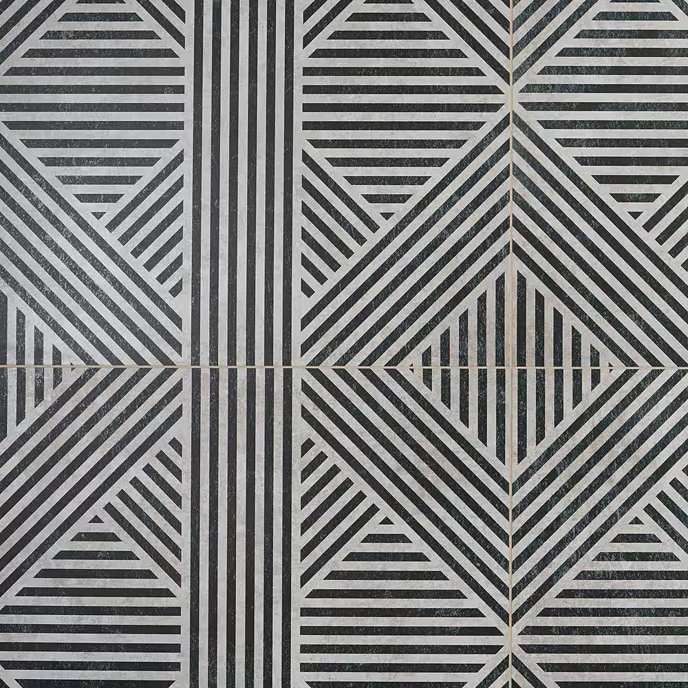 Astoria Black and White 24 In. X 24 In. Matte Porcelain Floor and Wall Tile (4 P
