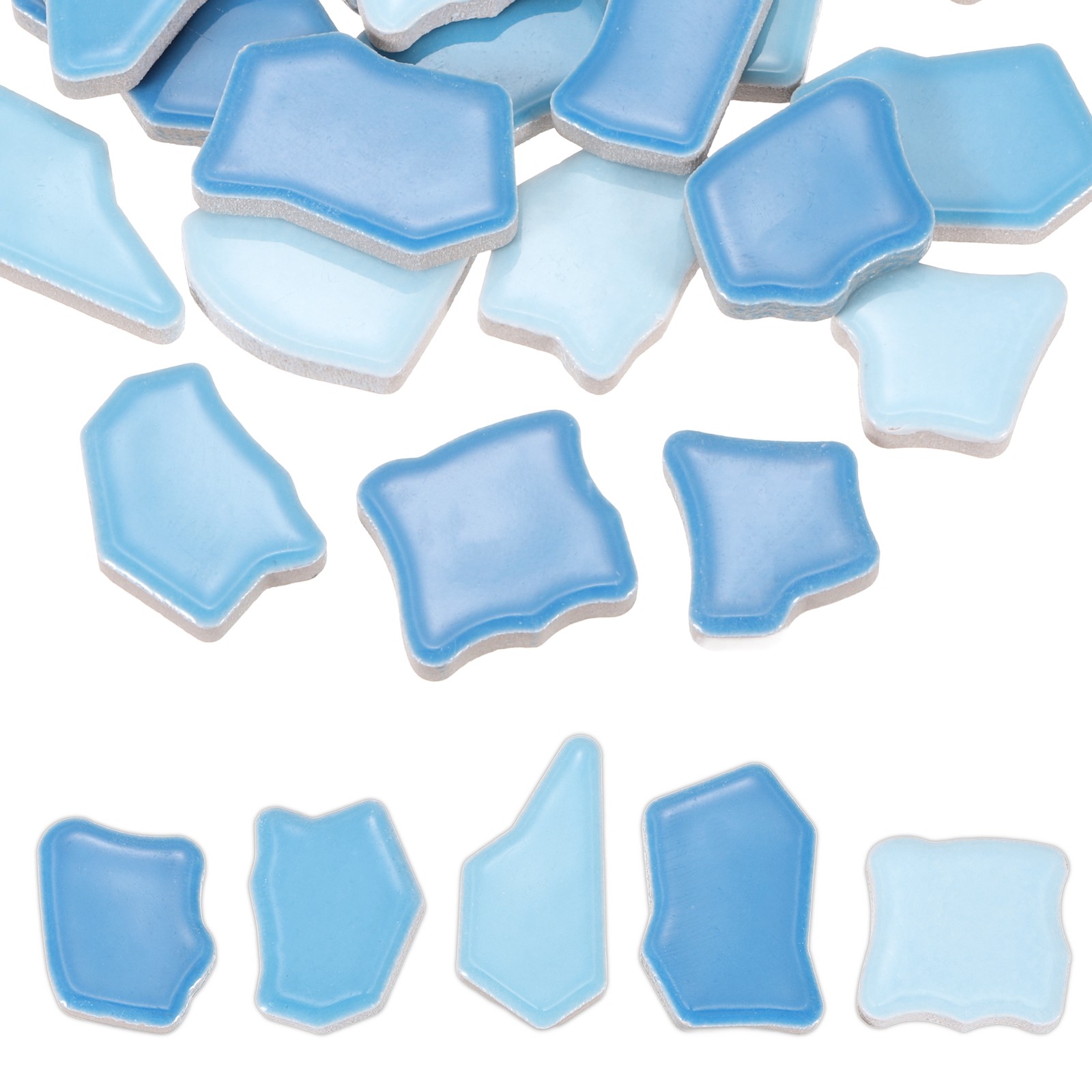 500g/1.1LB Irregular Ceramics Mosaic Tiles, 0.79″-1.57″ Mosaic Tile, Blue Series