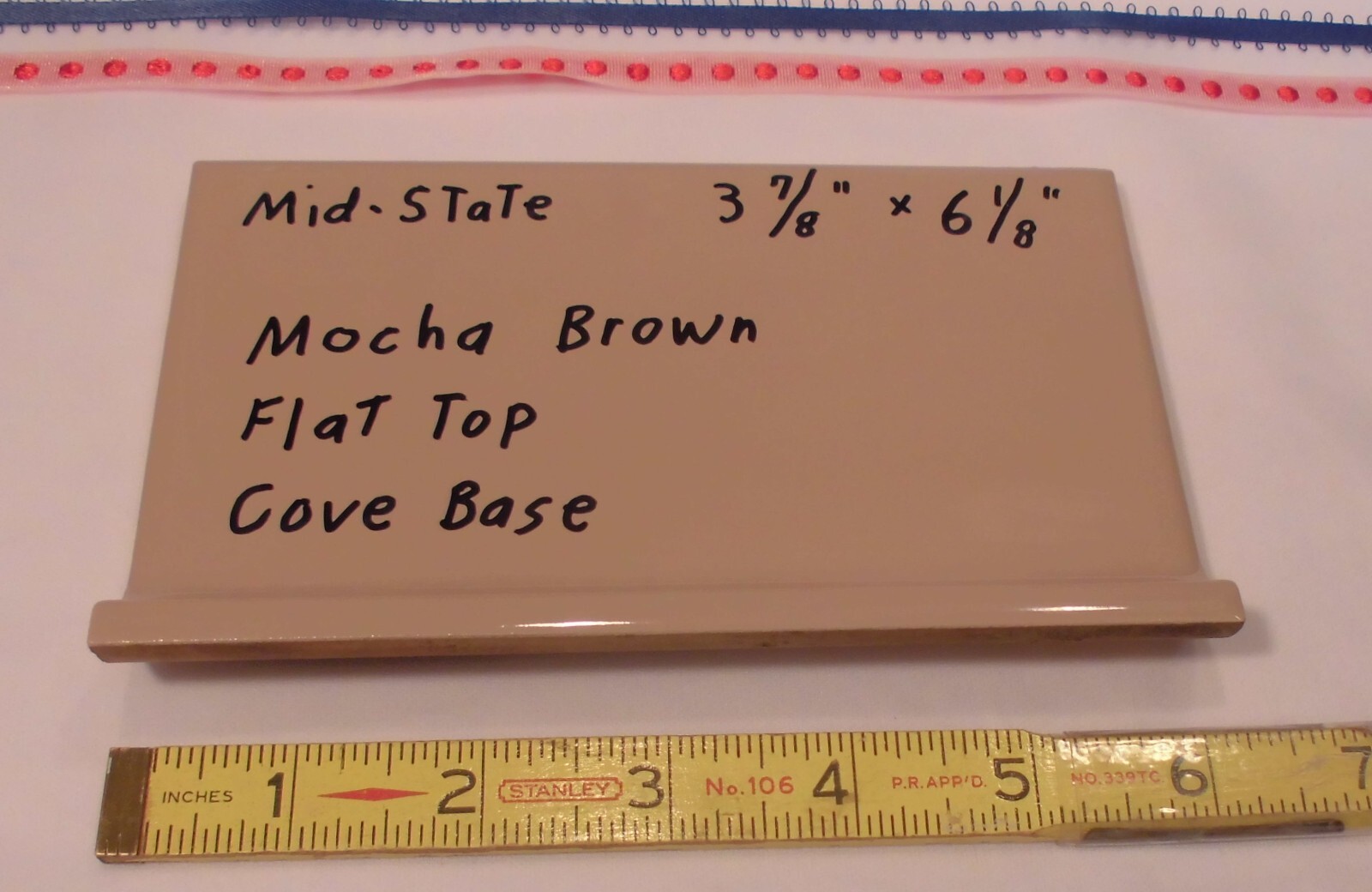 1 pc. Mocha – Brown Cove-Base Ceramic Tile 4″ X 6″ Mid-State: Glossy; stack on