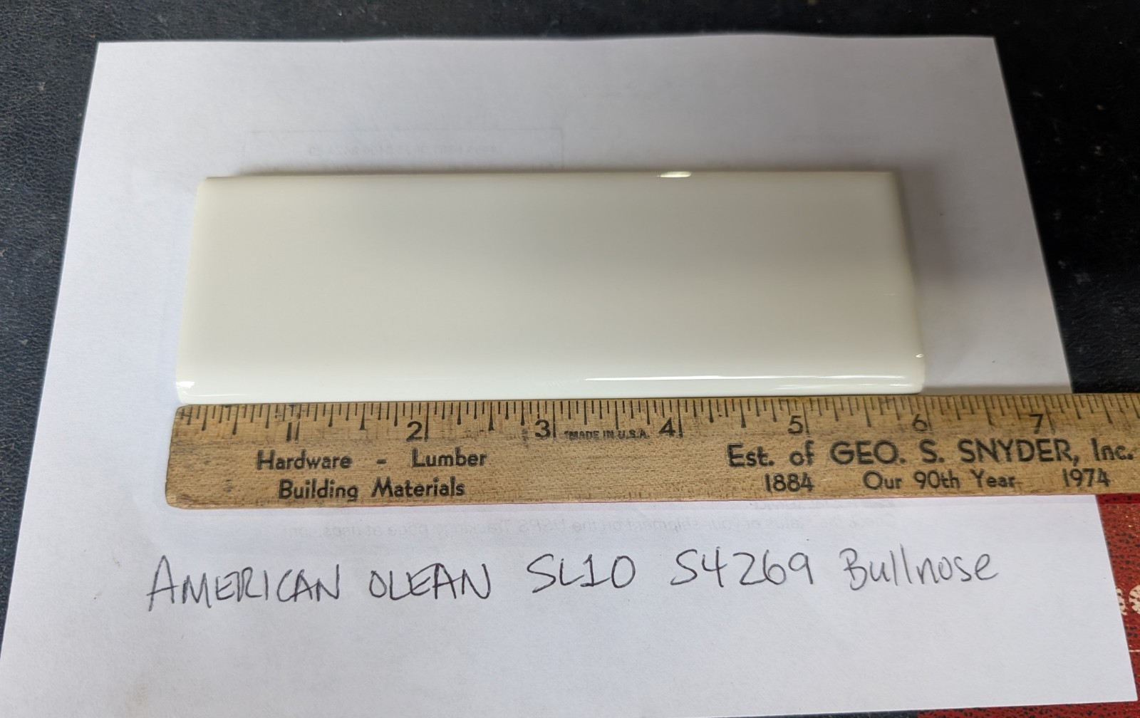 4 pcs American Olean Vintage SL10 Gloss AO White S4269 Bullnose Tile 2″ X 6″