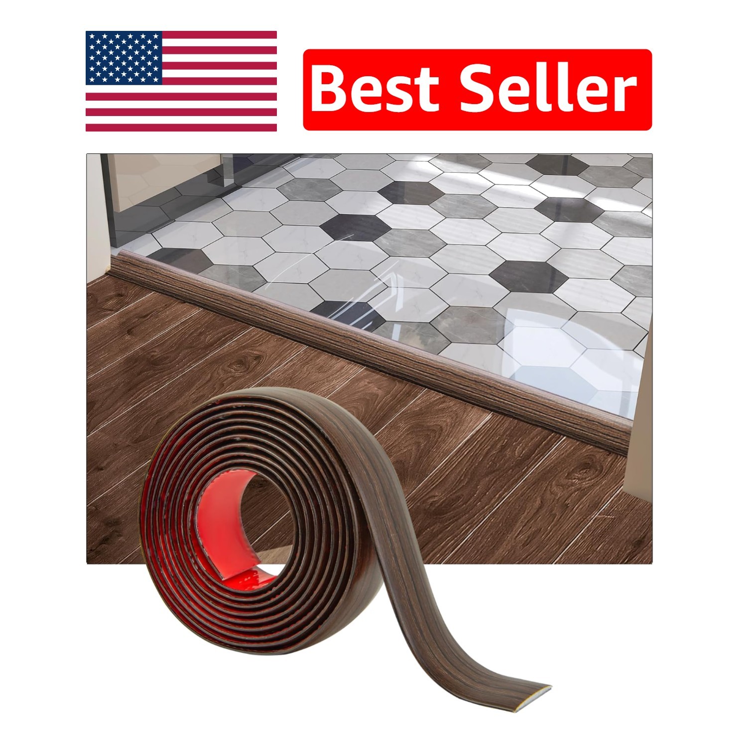 4FT Multi-Use Vinyl Floor Transition Strip – Perfect for Joining Rooms Elegantly