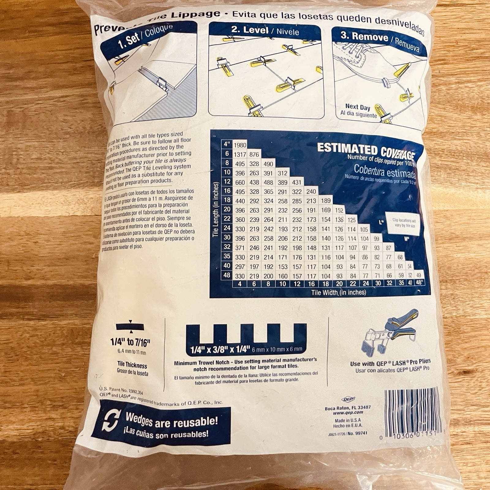 QEP LASH Tile Leveling System 200pc 1/16″ Clips & Wedges Project Pack Spacer