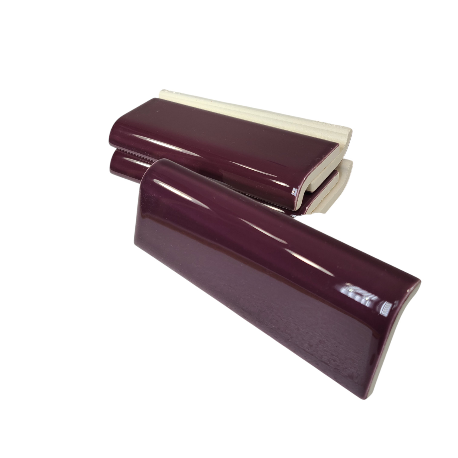 Purple Plum Ceramic Tile Mud Cap Bullnose Mudcap Subway Trim Shower Backsplash