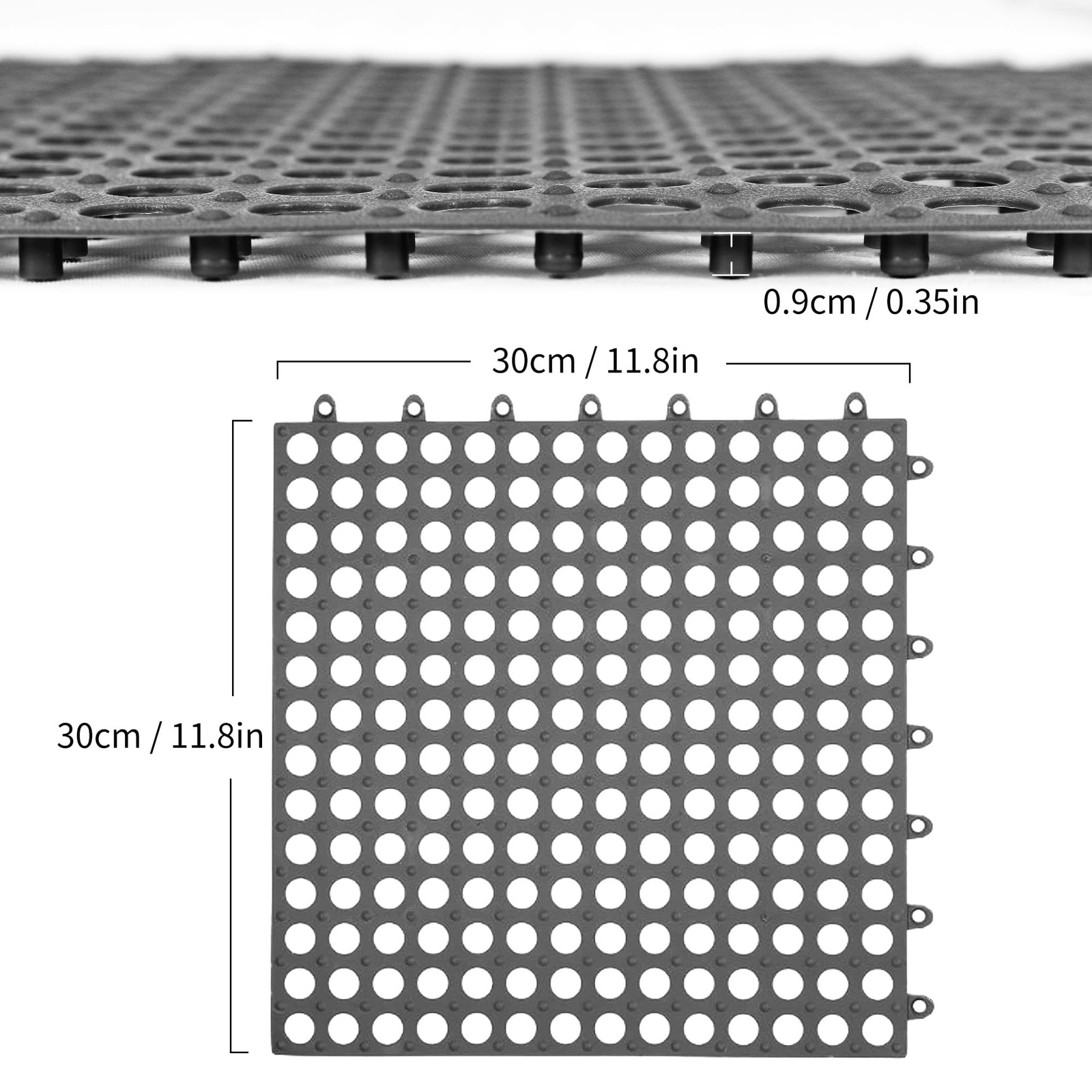 12 Pack 12″ x 12″ Interlocking Floor Tiles with Drain Holes Soft PVC Non Slip…