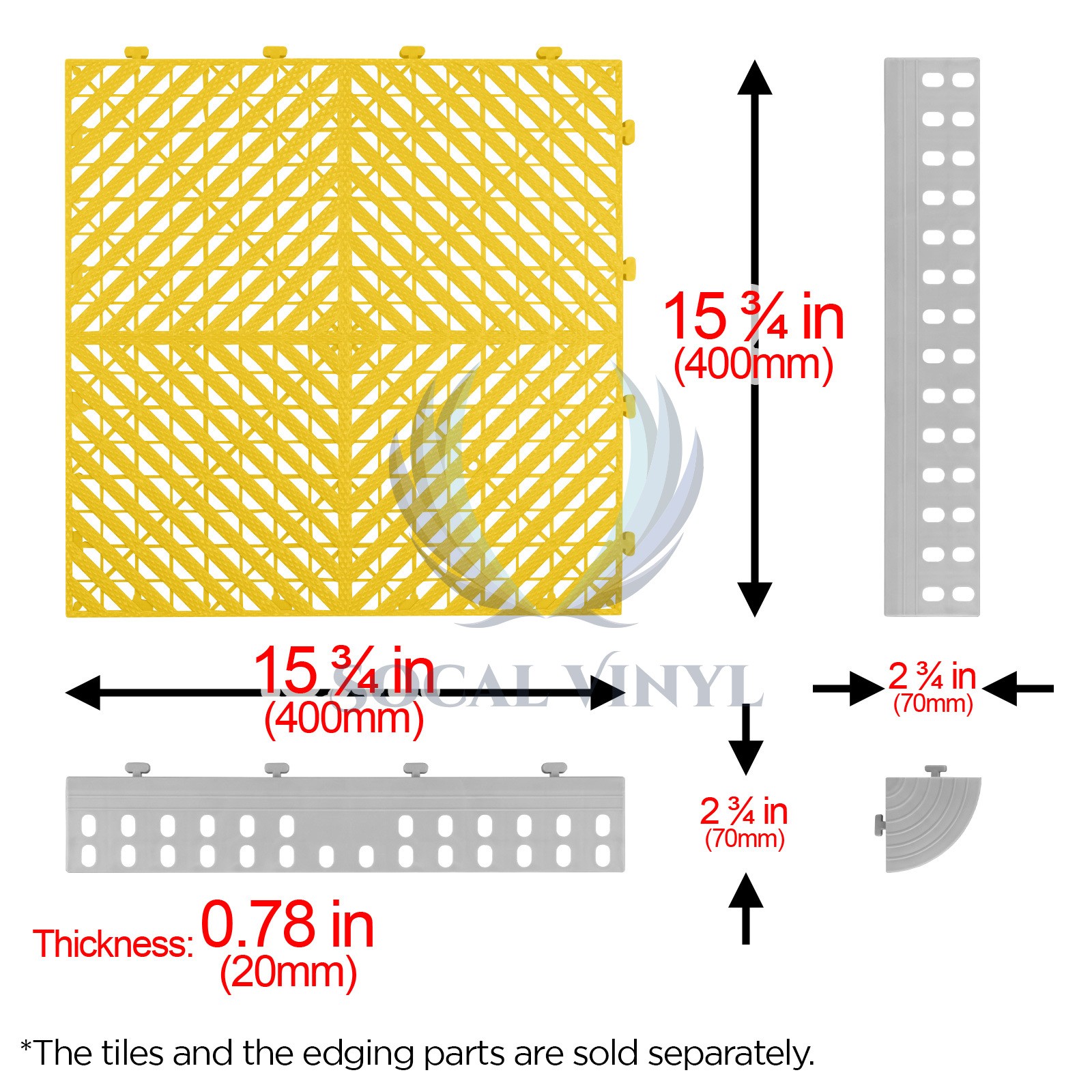 42pcs 16″x16″ Yellow Garage Floor Mat Perforated Flooring Tile Shop Interlocking