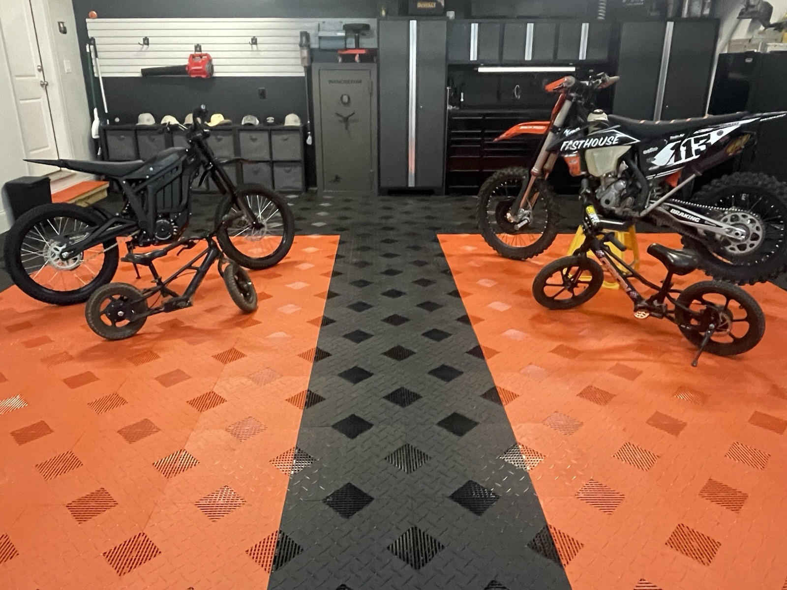 Orange … HYBRID-X garage floor tiles. 50 square feet 17” X 17” MADE IN USA
