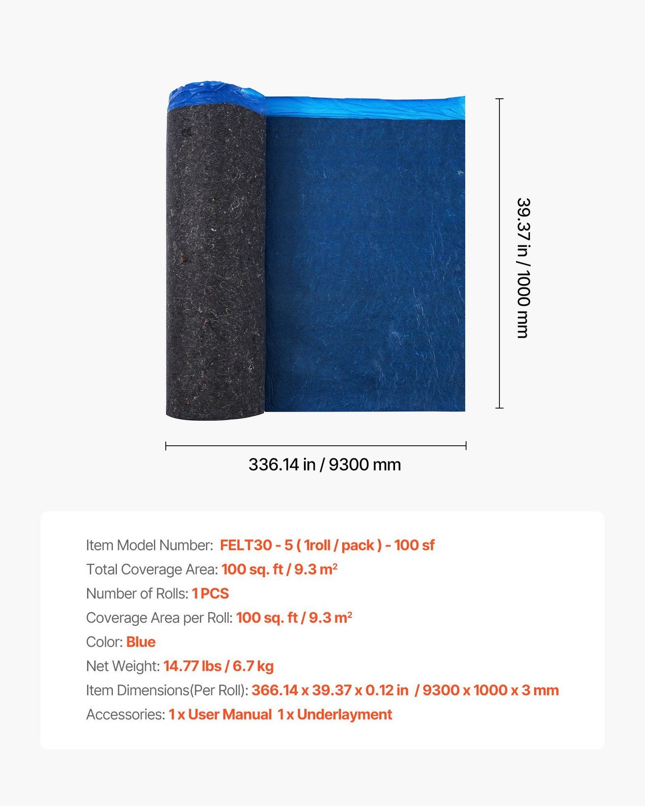 Heavy-Duty 3mm Floor Underlayment: 100 sq ft Roll, Waterproof & Soundproof