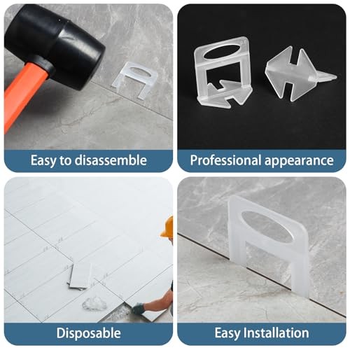 Tile Leveling System, Tile Spacers Tile Leveling Tools, 1/16 Inch*2400 Piece