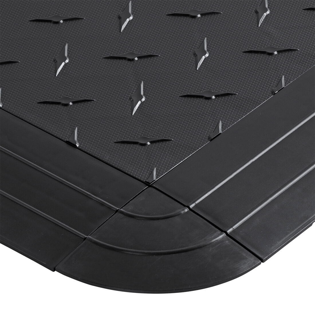 Speedway Tile Single Car Garage Floor Mat (Black / Red / White)
