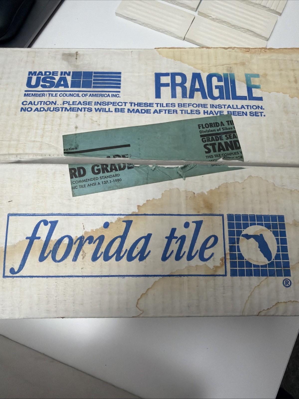 Vintage Florida Tile 555 Sky Blue Solid- Half Tile Repair Lot MCM