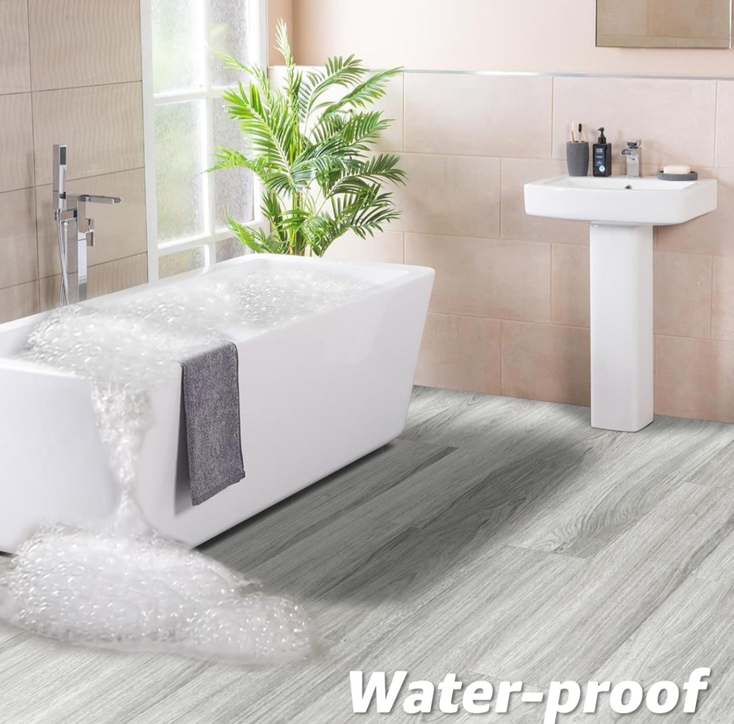 Waterproof Rigid Core Gray Wood Look Click-Lock Vinyl Planks 36×6 18pc 27sf