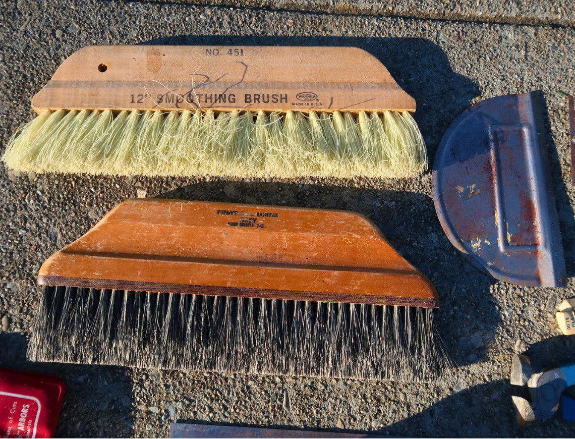 Mixed Tool Lot Tile Tools Plaster Trowels Craftsman Wood Cutters Set w/ Bag