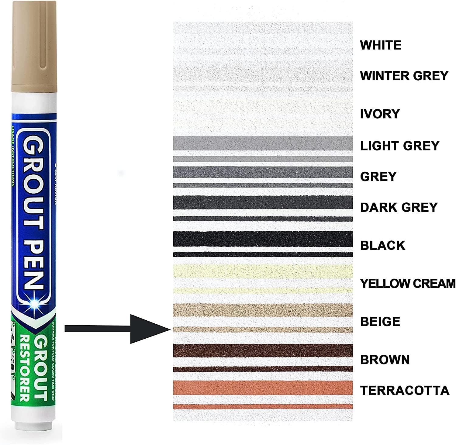 Grout Pen Beige Tile Paint Marker: Waterproof Grout Paint, Tile Grout Coloran…
