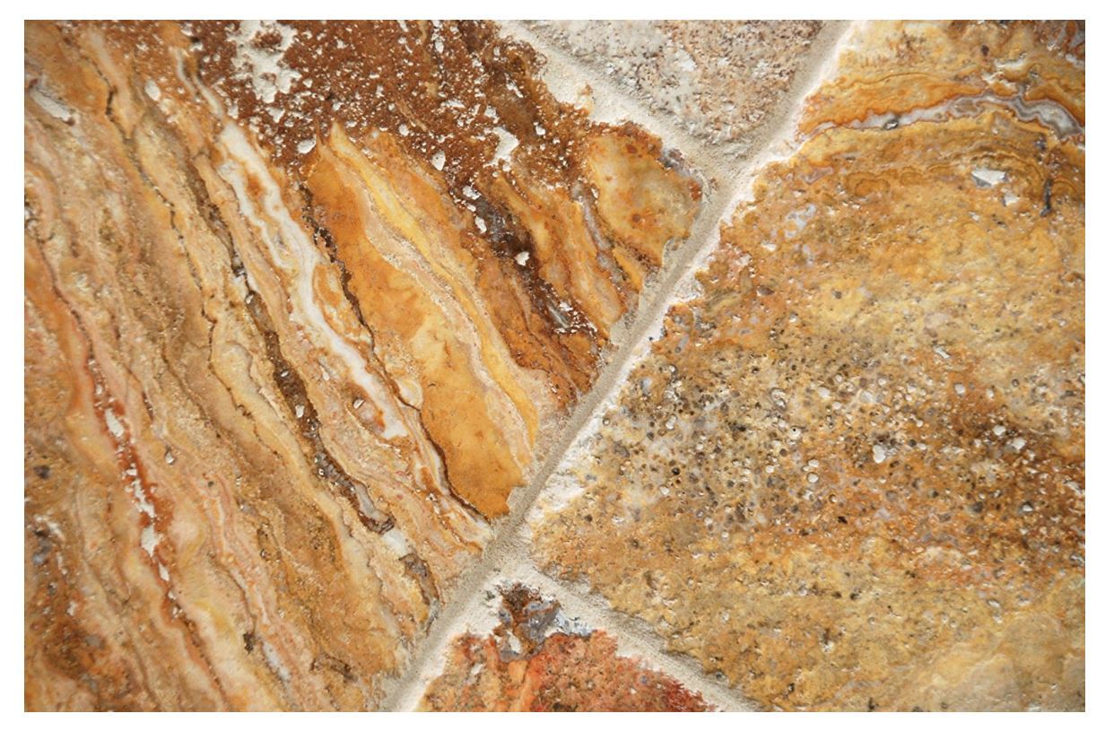 Scabos Travertine ROMAN / MIDI Versailles Pattern Tiles, Brushed and Chiseled