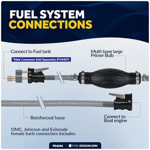 Marine Boat Fuel Line Assembly with Primer OMC/JOHNSON/EVINRUDE – 3/8″ HOSE