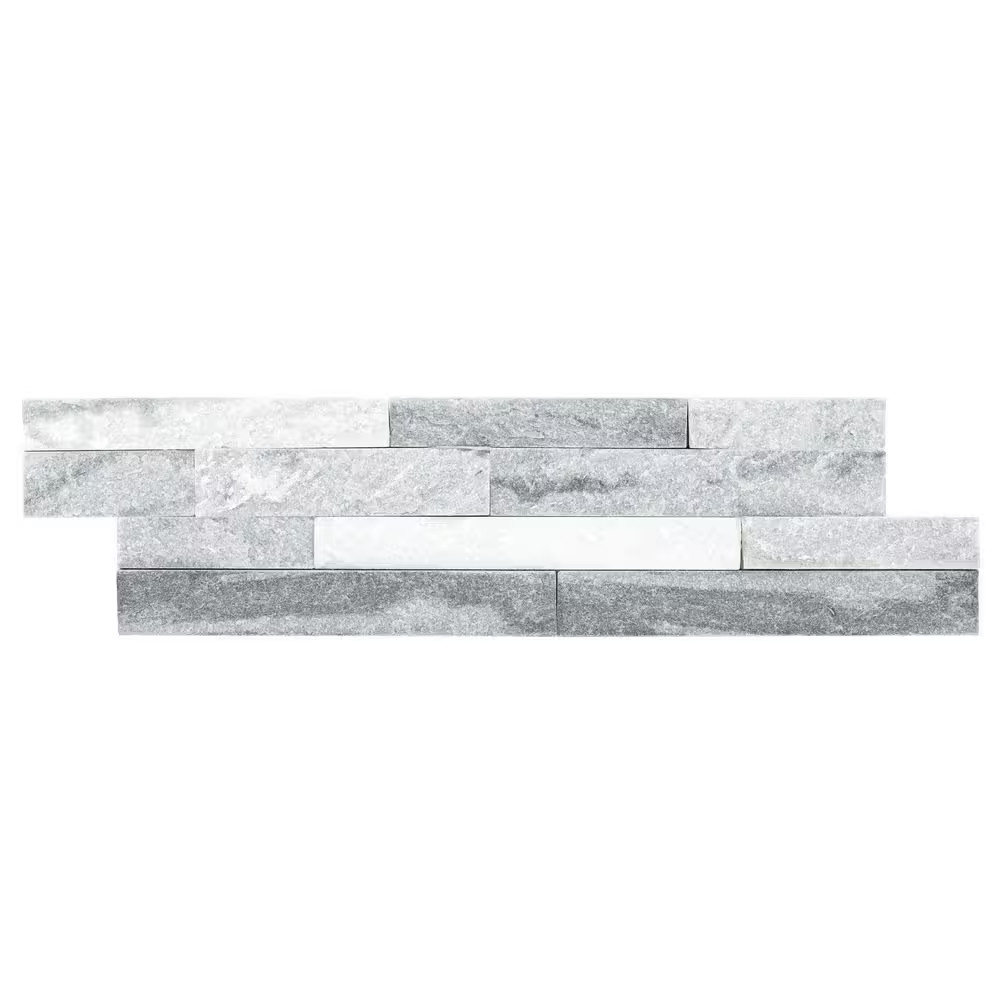 Alaska Gray Ledger Panel 6 In. X 24 In. Splitface Marble Wall Tile (6 Sq. Ft. /C