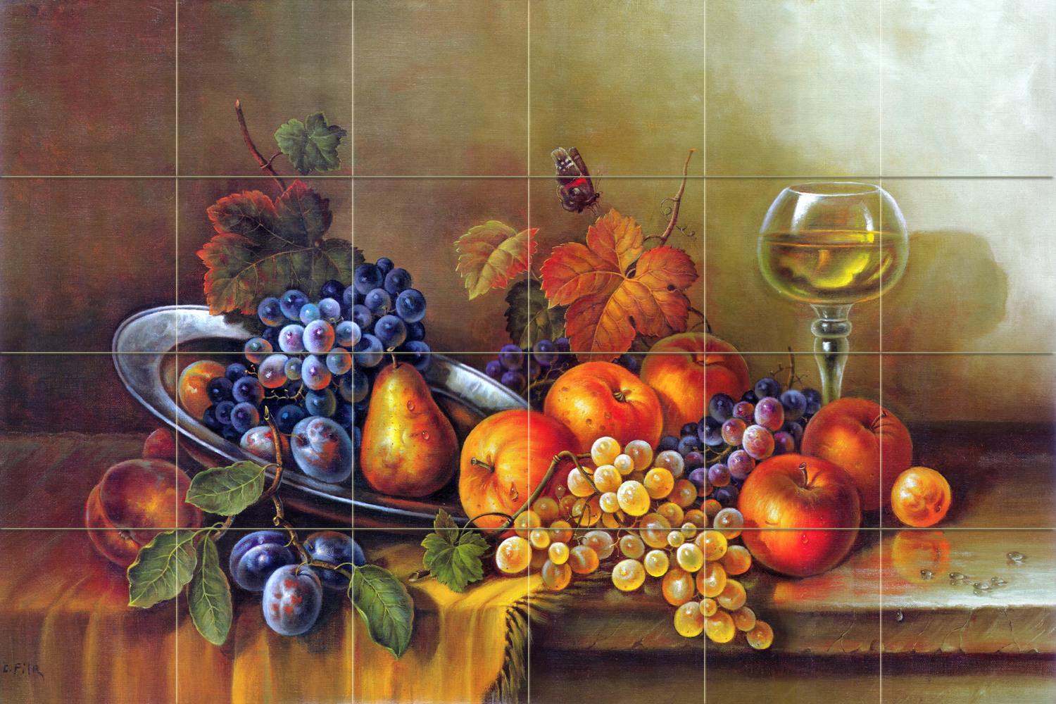 36 x 24 Art Corrado Pila Mural Ceramic Grape Backsplash Tile #465