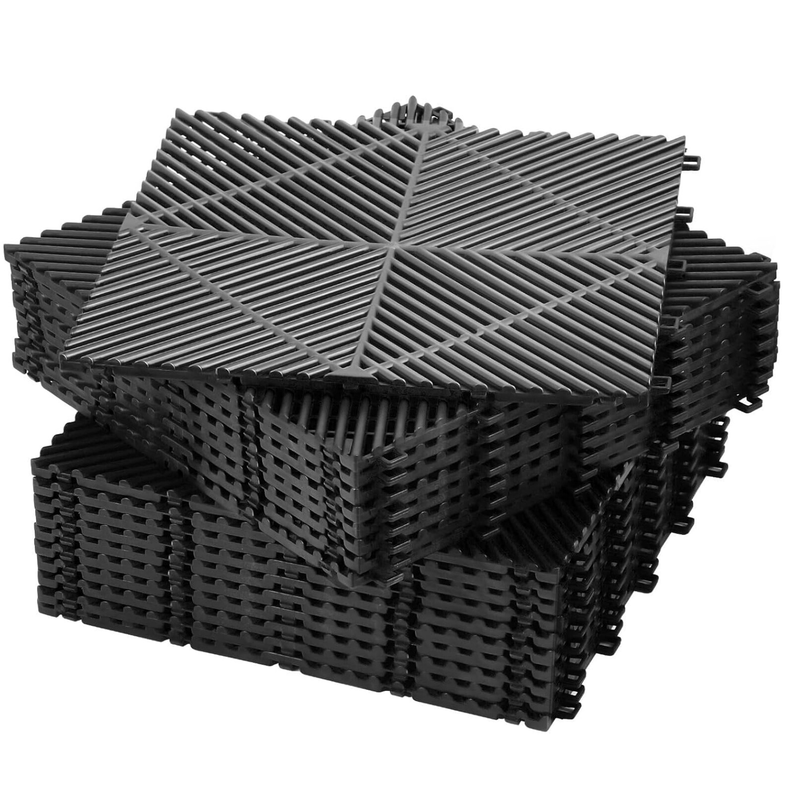 0.71″ Thickened Garage Tile 16″x16″ Self-Draining Interlocking Flooring Covering