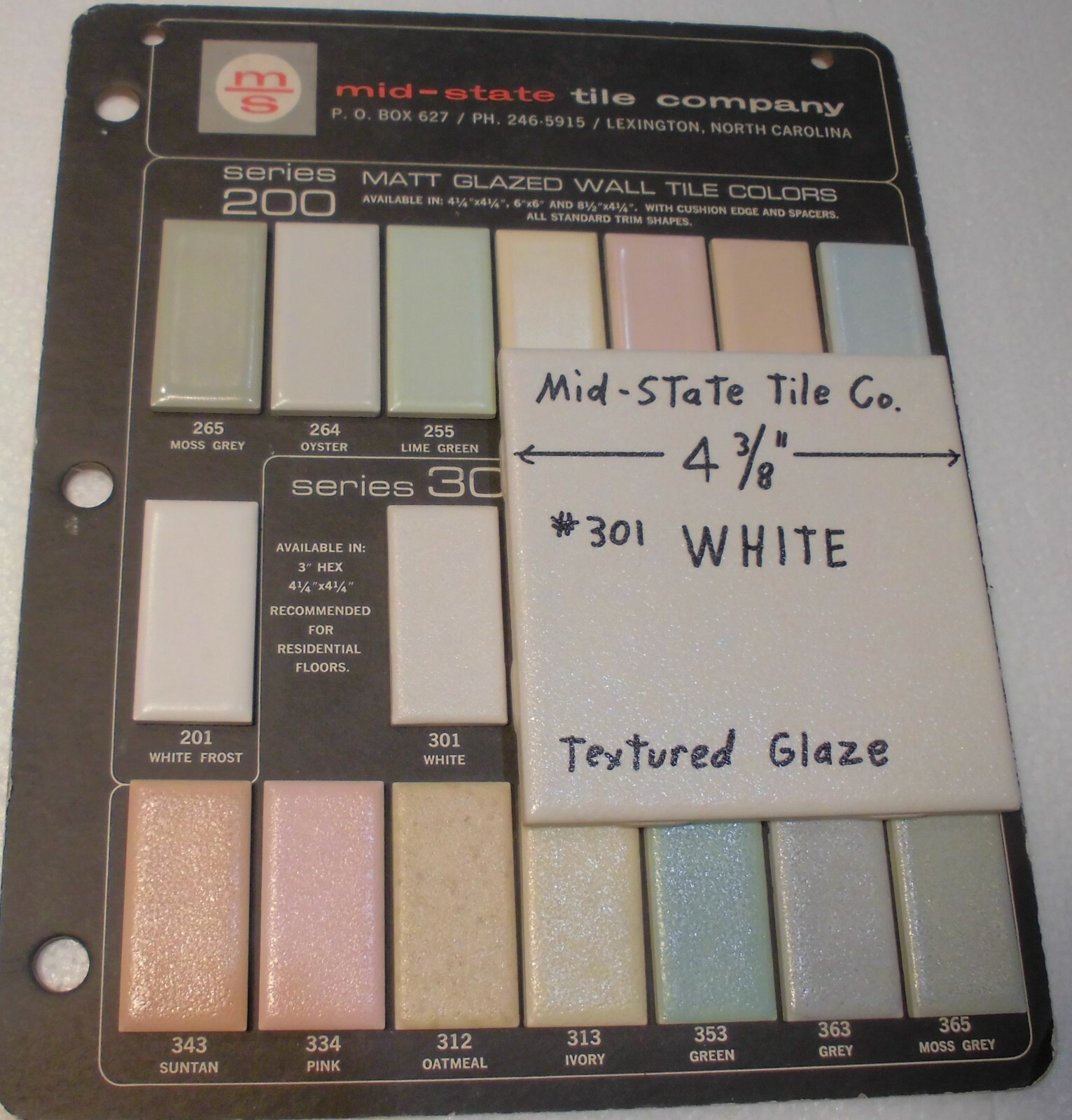 1 pc. Vintage *White Crystal Glaze* Ceramic Tile 4-3/8″ by Mid-State Co. NOS