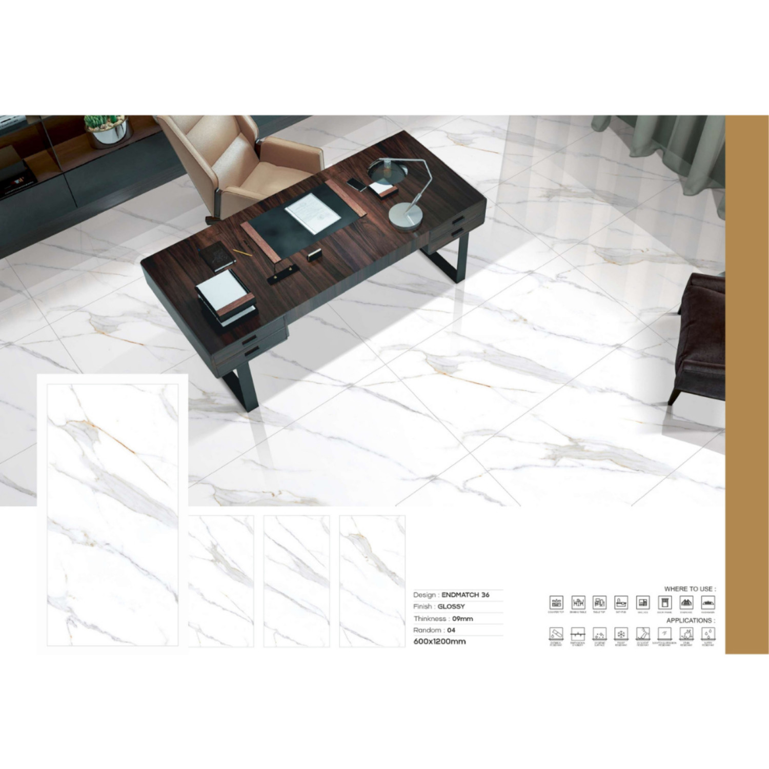 My Luxury Flooring MK GLOSSY Endmatch 36 Porcelain Tiles – 24 x 48 In Warm Beige