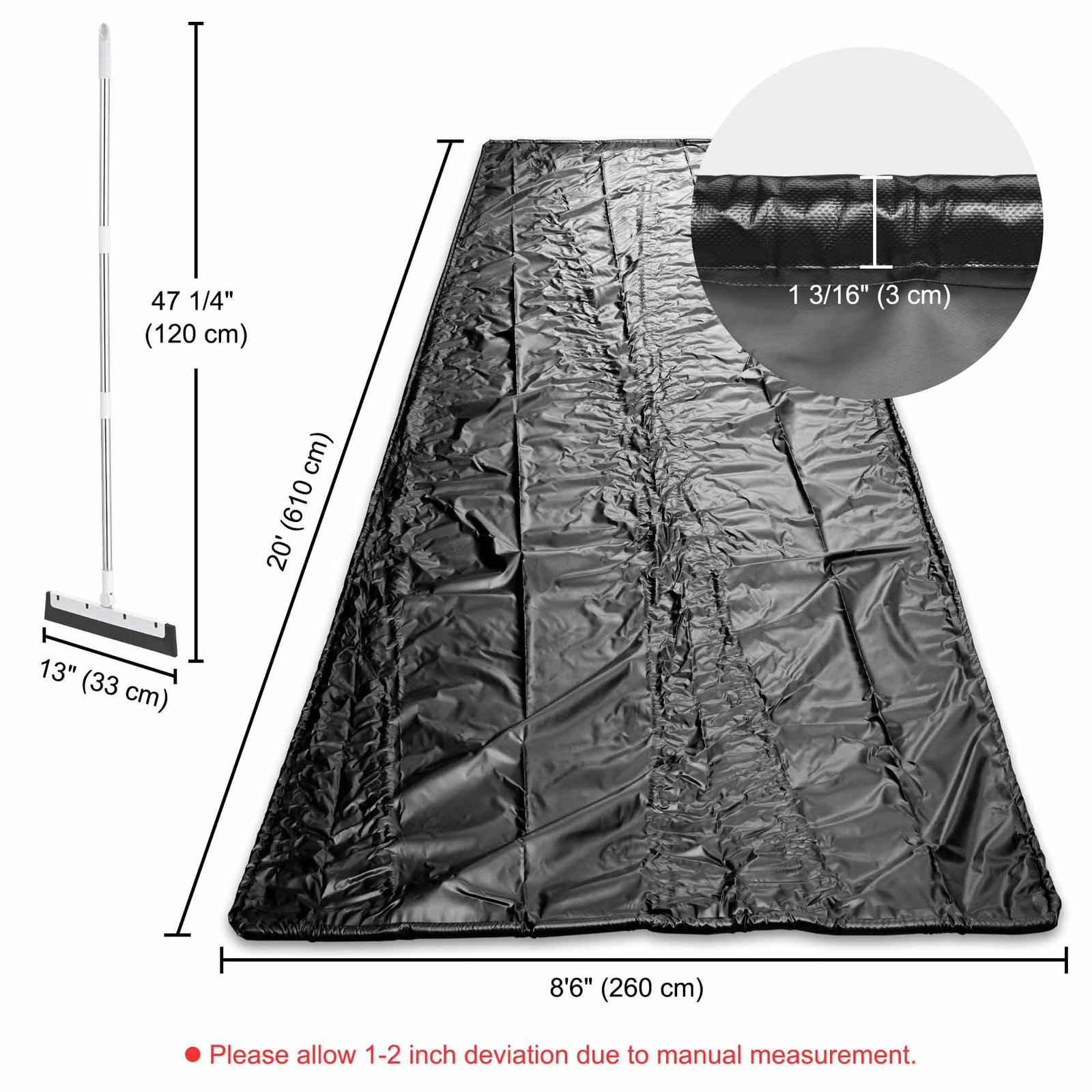 Containment Mat Garage Floor Mat for SUV Snow Mud Rain Compact Size 8’6″x20′
