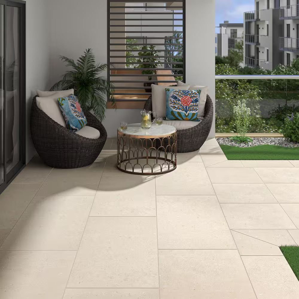 Gritzo Salt 24 In. X 24 In. X 0.79 In. White Stone Look Matte Porcelain Paver (8