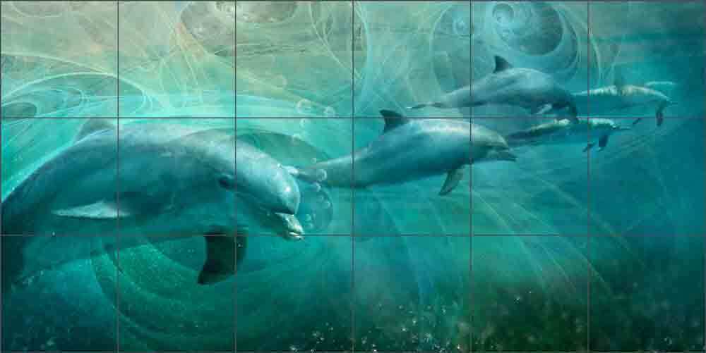 Dolphin Tile Backsplash Steve Hunziker Sea Life Art Ceramic Mural OB-SH839
