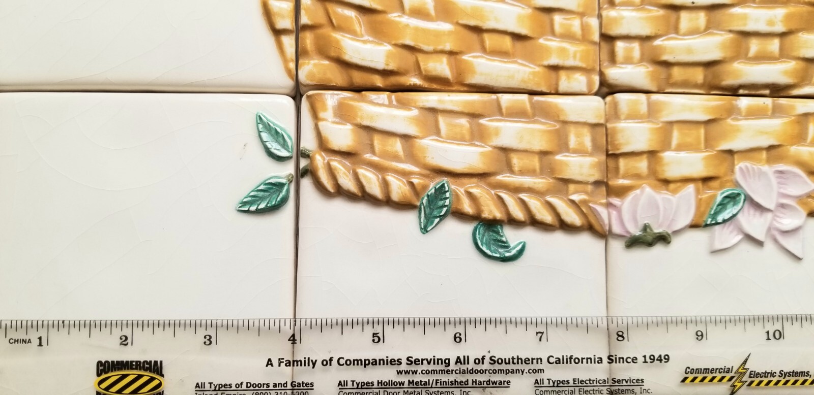 Ceramic Backsplash Tile Mural 3D HAND MADE Flower Basket Kitchen or Wall Install