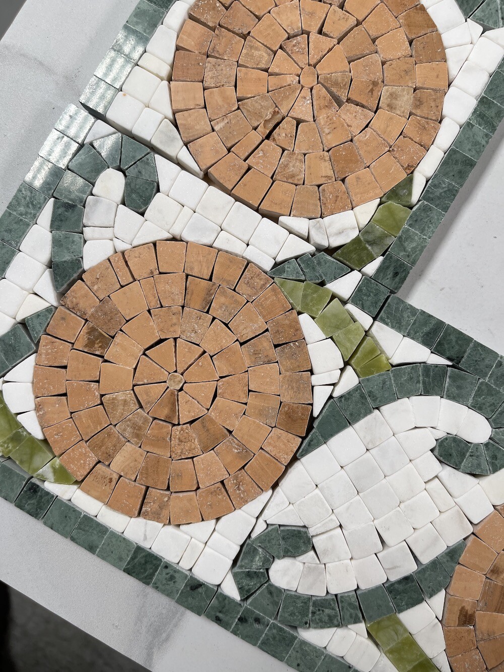 B0045PT Marble Mosaic Border Listello Accent Tile Orange Yellow Wooden 4.7×12