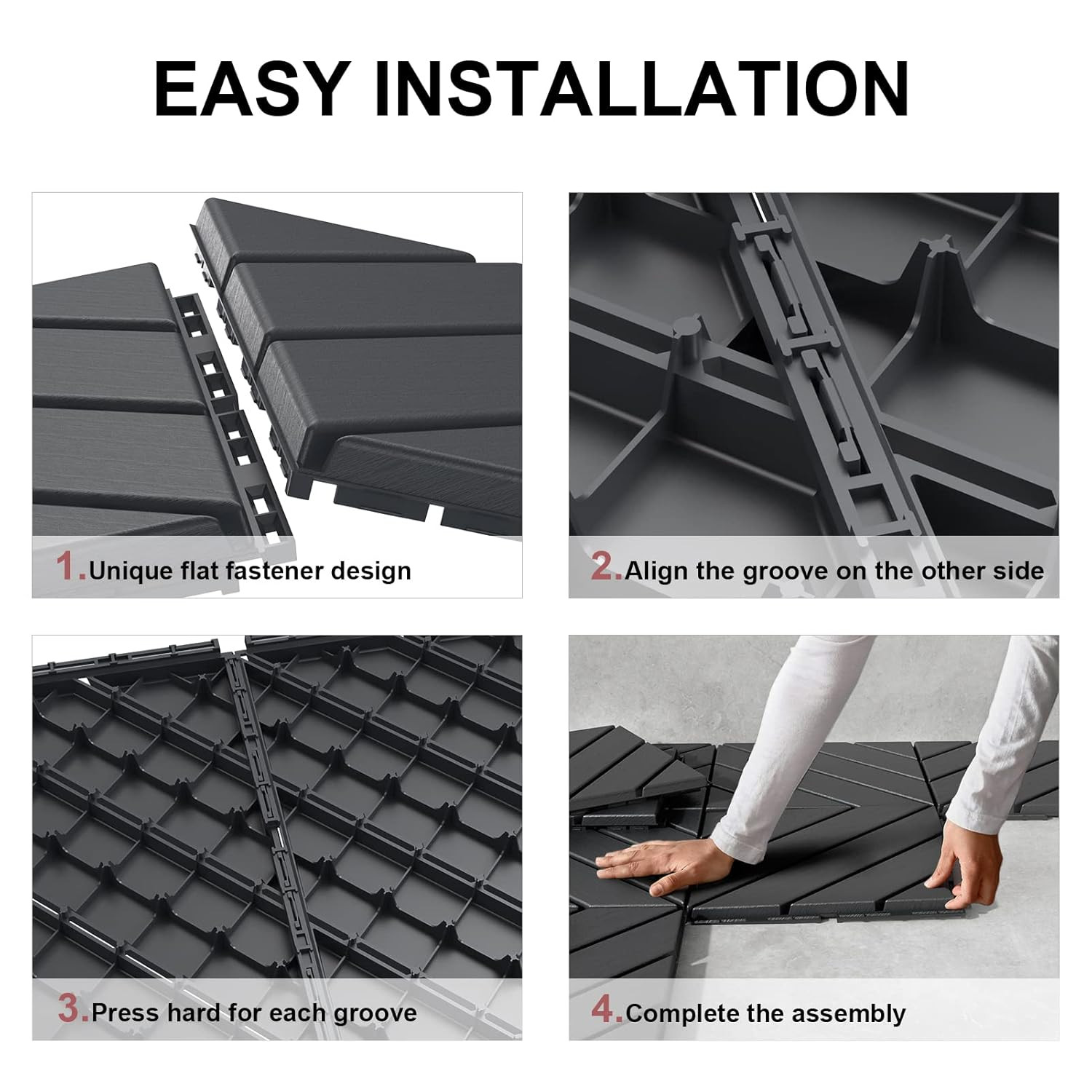 36 Pack Interlocking Deck Tiles, 12″X12″ Patio Pavers, Heavy Duty Plastic Outdoo
