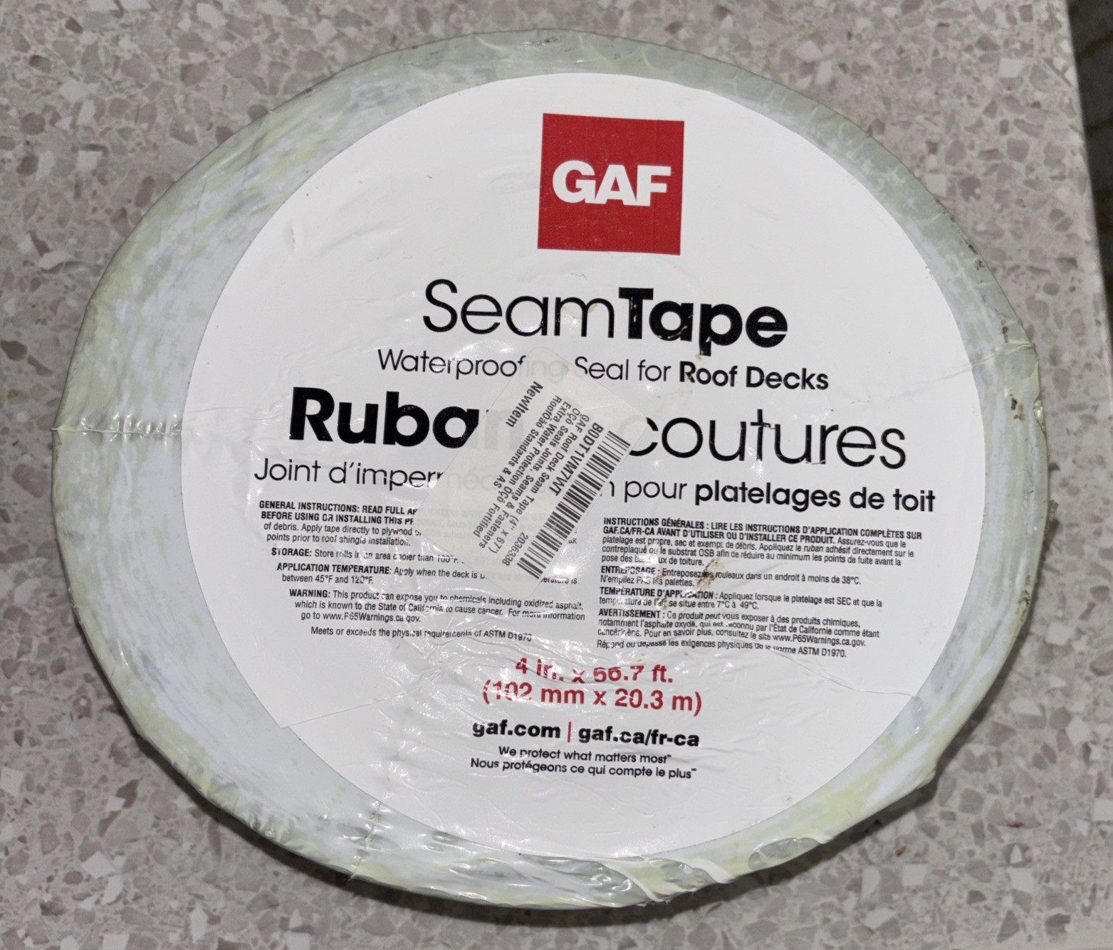 GAF Seam Tape 4″ x 66.7’ Seals Joints for Roof Decks **NEW SEALED**
