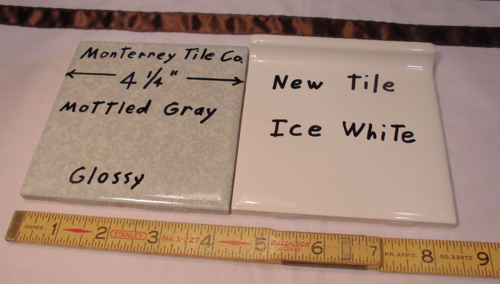 1 pc. Ceramic Tile *Mottled Gray* 4-1/4″ by Monterrey Co. Splatter Gray; NOS