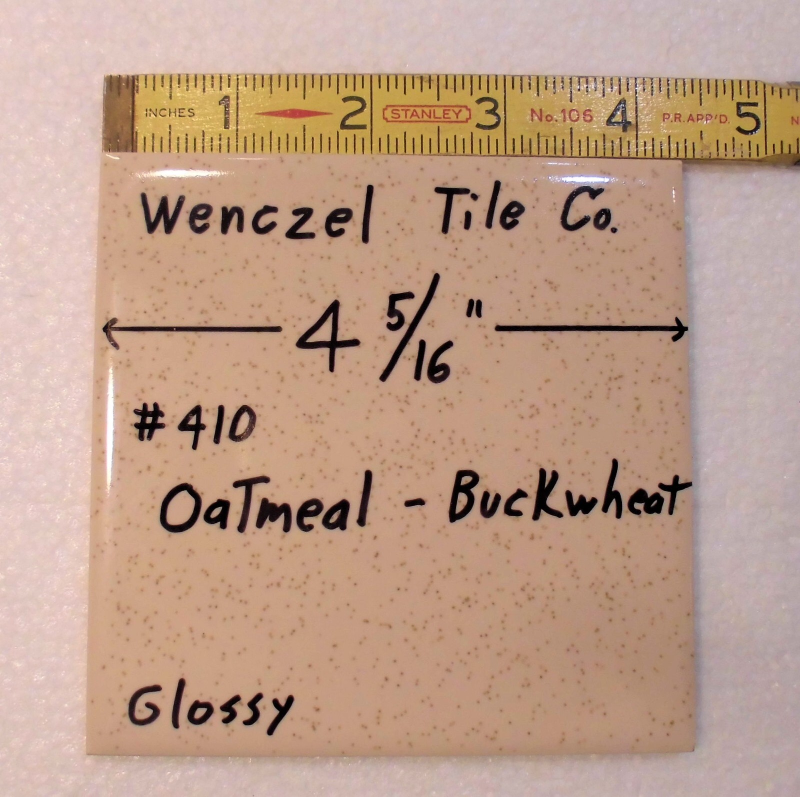 1 pc. Oatmeal – Buckwheat: Glossy Ceramic Tile by Wenczel Tile Co. 4-5/16″