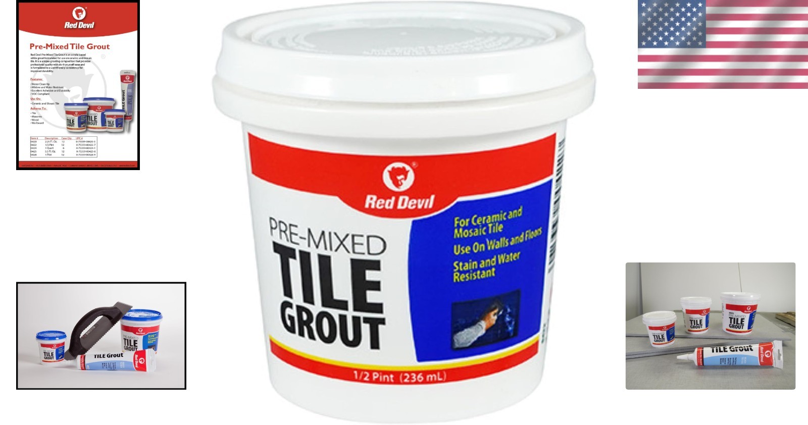 Effortless Tile Grout – 1/2 Pint White, Perfect for DIY Wall & Floor Projects
