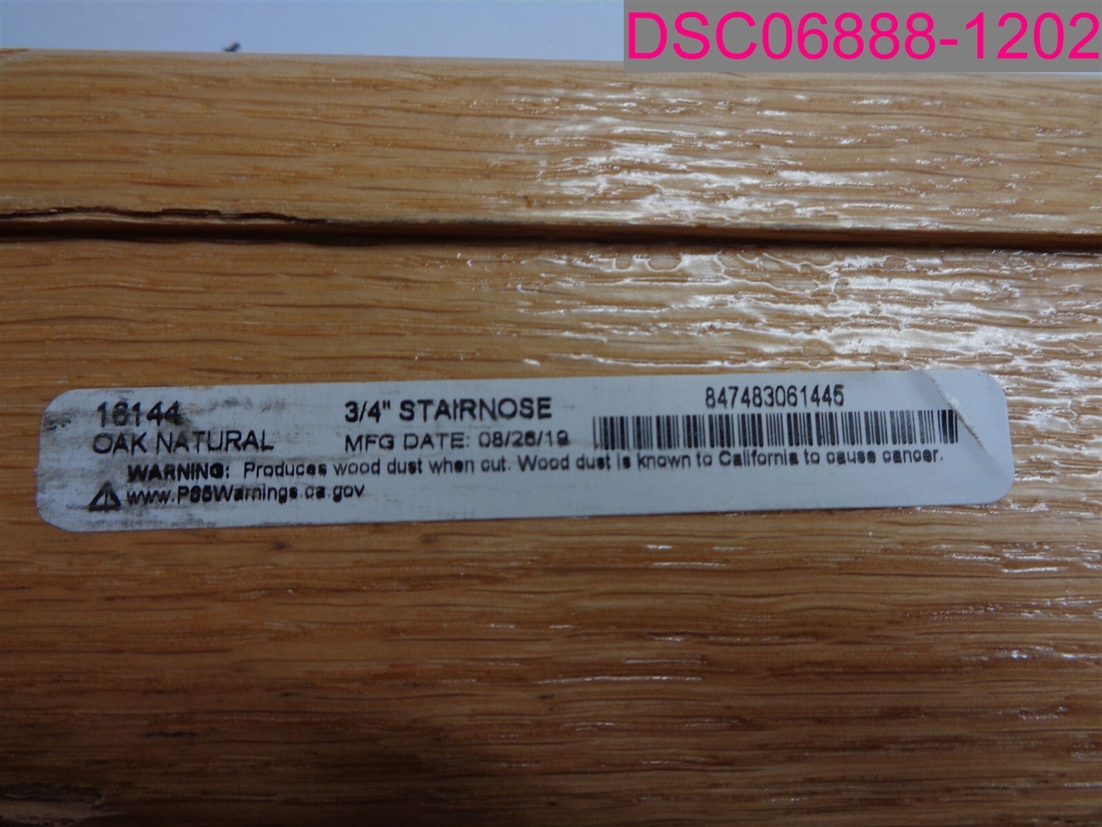 QTY=2; 3/4″ Stair Nose Natural Oak 16144, 47″L x 3″W x 3/4″ Thick. 847483061445