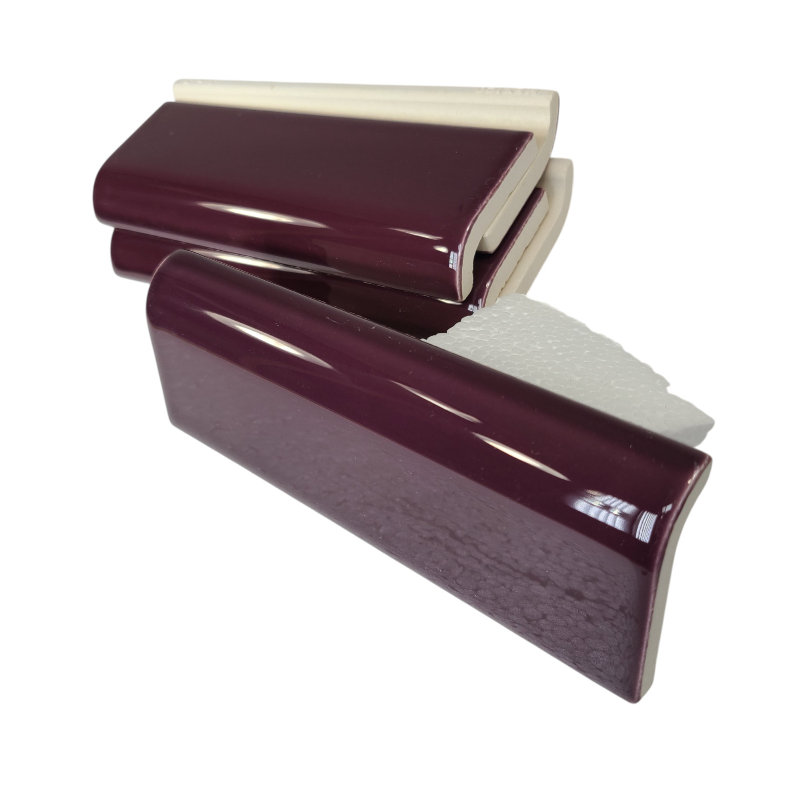 Purple Plum Ceramic Tile Mud Cap Bullnose Mudcap Subway Trim Shower Backsplash